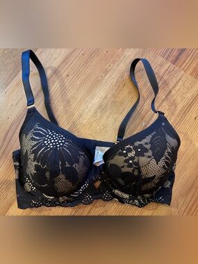 Aerie Lace Black Nude Push-up Bra 36D